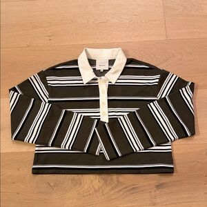 Reformation Anna Striped Long Sleeve Rugby Polo Shirt